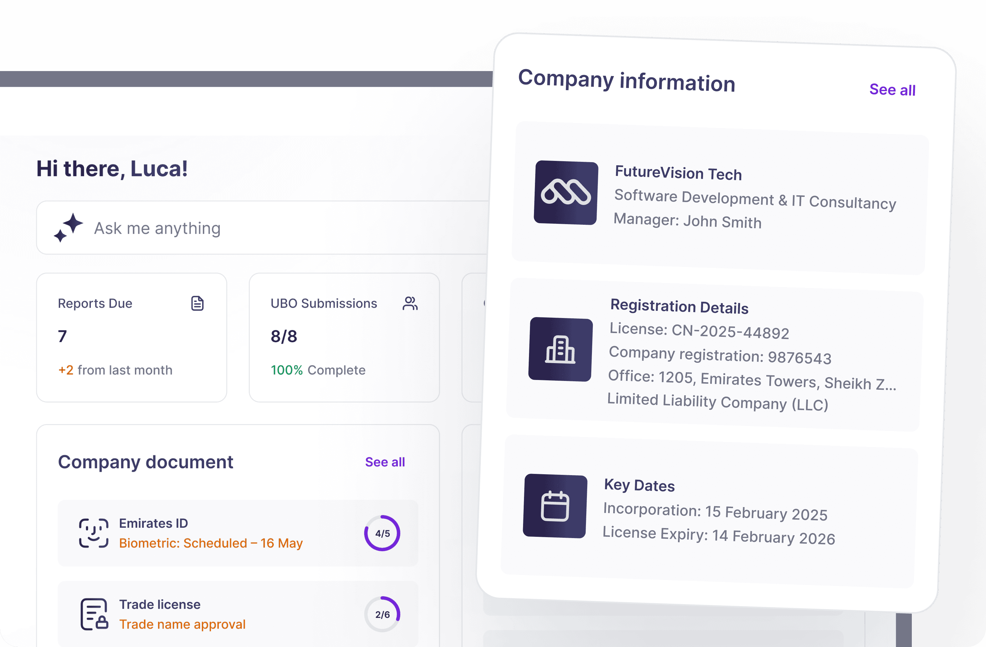 Incorpify Platform Dashboard
